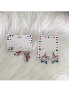 Ballet Group Inc 4th of July new patriotic earrings set of 4 NWT